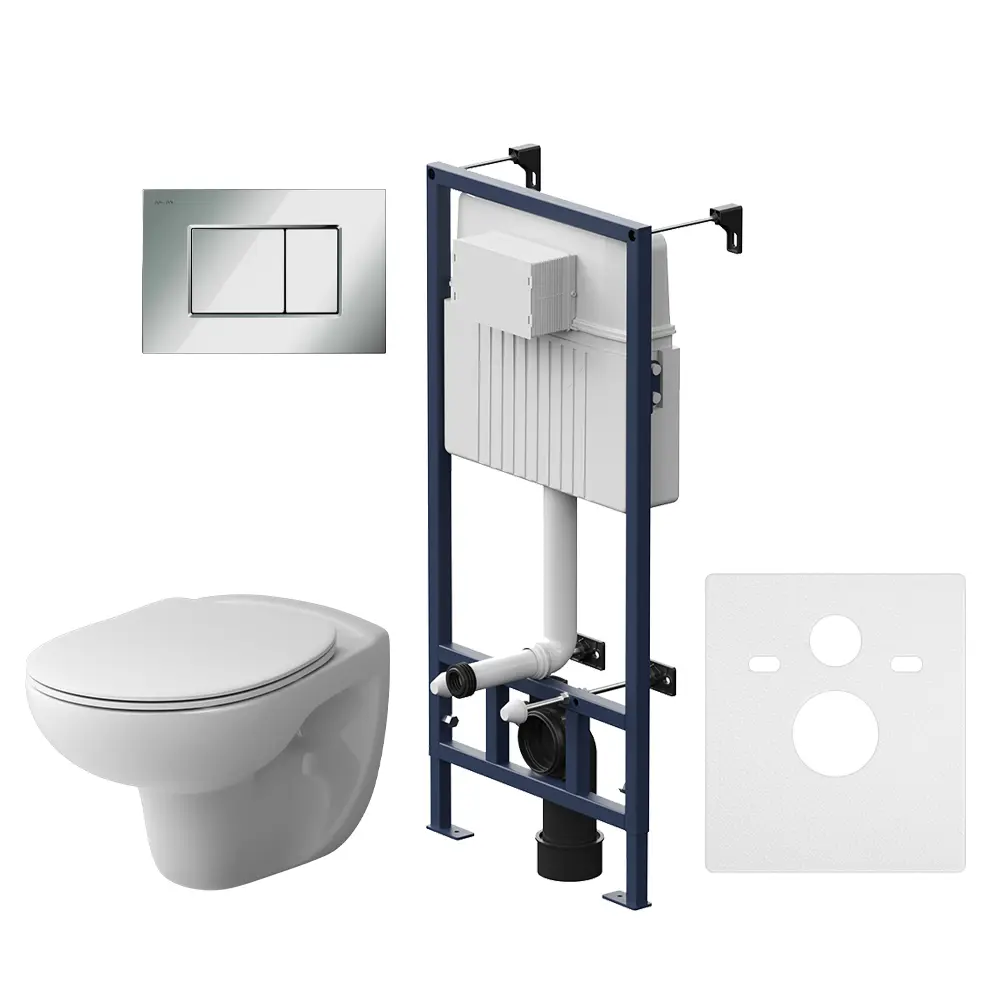 Комплект инсталляция с унитазом AM.PM Sense FlashClean с кнопкой цвет хром STLM-2125517