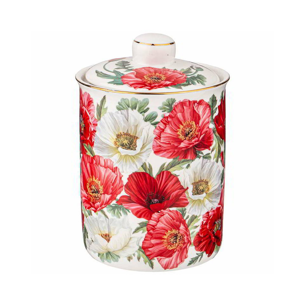 104-783 Посуда фарфоровая Маки банка с крышкой 750 мл Lefard 