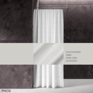 DV-EMMA200-100-EM60 Занавеска для душа emma серебристо-серая, длина 200 см, ширина 100 см. PHOS