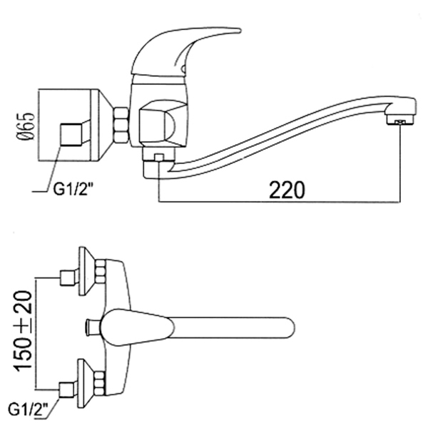Смеситель для кухни San Fonte 2126-Н12 настенный 11161264 - Вид №1