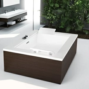 Ванна Essential Novellini SENSE DUAL с акриловыми бортами и боковыми панелями из тика