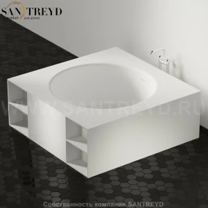 Ванна свободностоящая IN-OUT белая с местом хранения с двух сторон