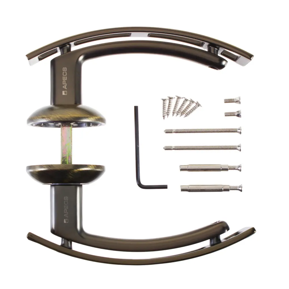 Ручки дверные на розетке Apecs H-0598-Z, цинковый сплав, цвет кофе STLM-2090380 - Вид №2