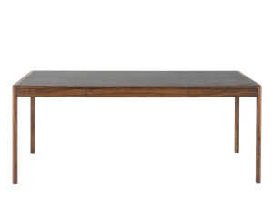 Стол из массива дерева с ящиками и кожаной столешницей