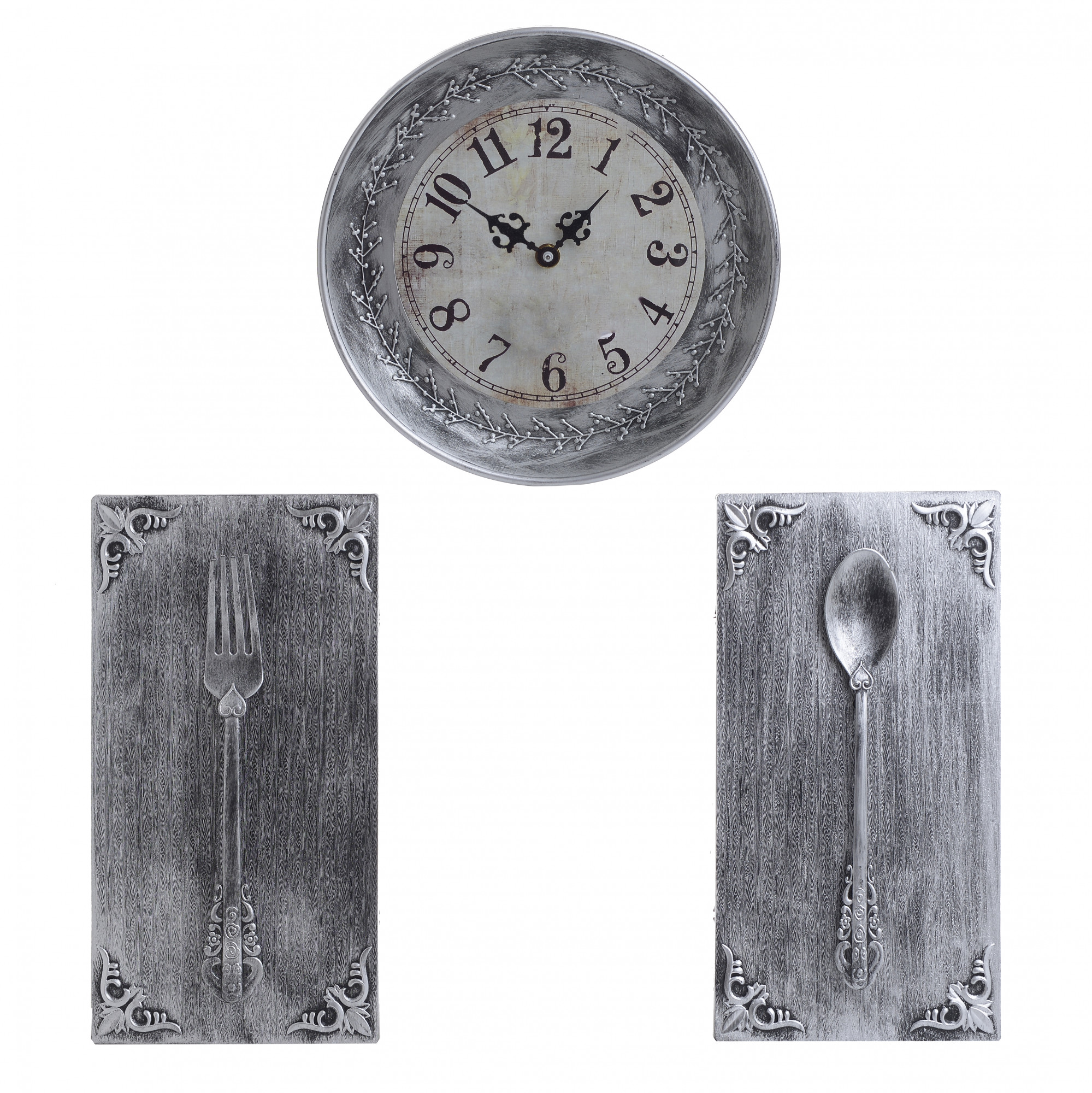 3820413.0001 ДЕКОР НАСТЕННЫЙ - ЧАСЫ, НАБОР 3 ПРЕДМЕТА TO4ROOMS 