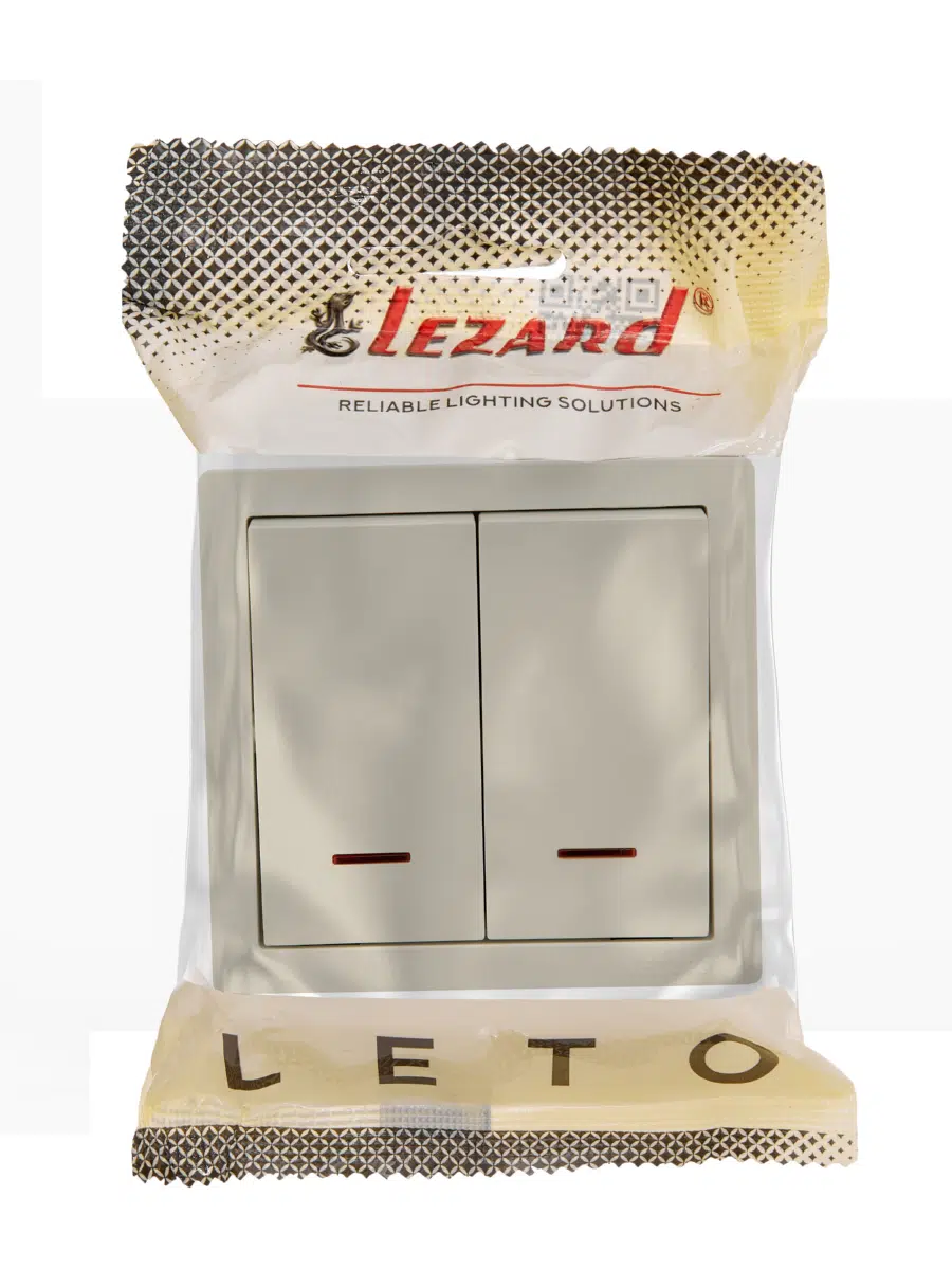 LETO Выключатель двойной с подсветкой крем LEZARD 752-0300-112 - Вид №1