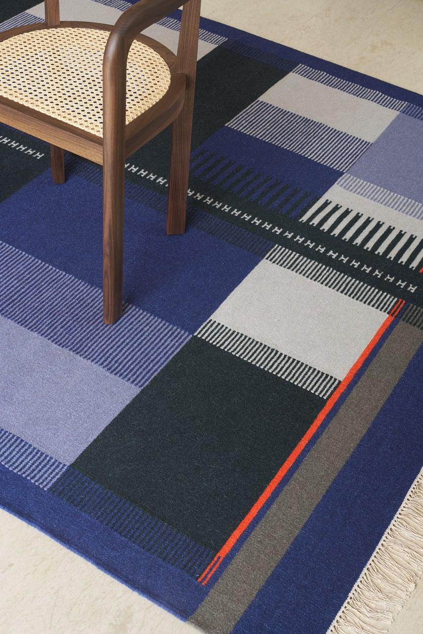 e15 Прямоугольный шерстяной коврик с геометрическими мотивами  Rh02  - Вид №4