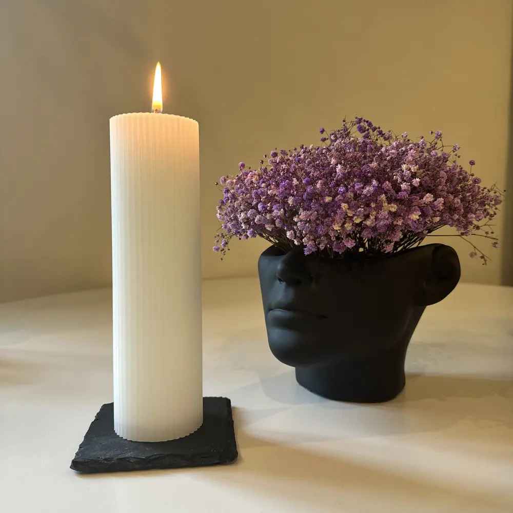 Дизайнерская свеча-столбик Ribbed белая 20 см 89370279 Santreyd STLM-0813111 - Вид №2