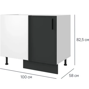 Кухонный шкаф напольный угловой Неро Delinia 100x82.5x58 см МДФ цвет графит