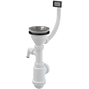 Сифон для мойки с нержавеющей peшeткой DN115, гофропереливом и штуцером