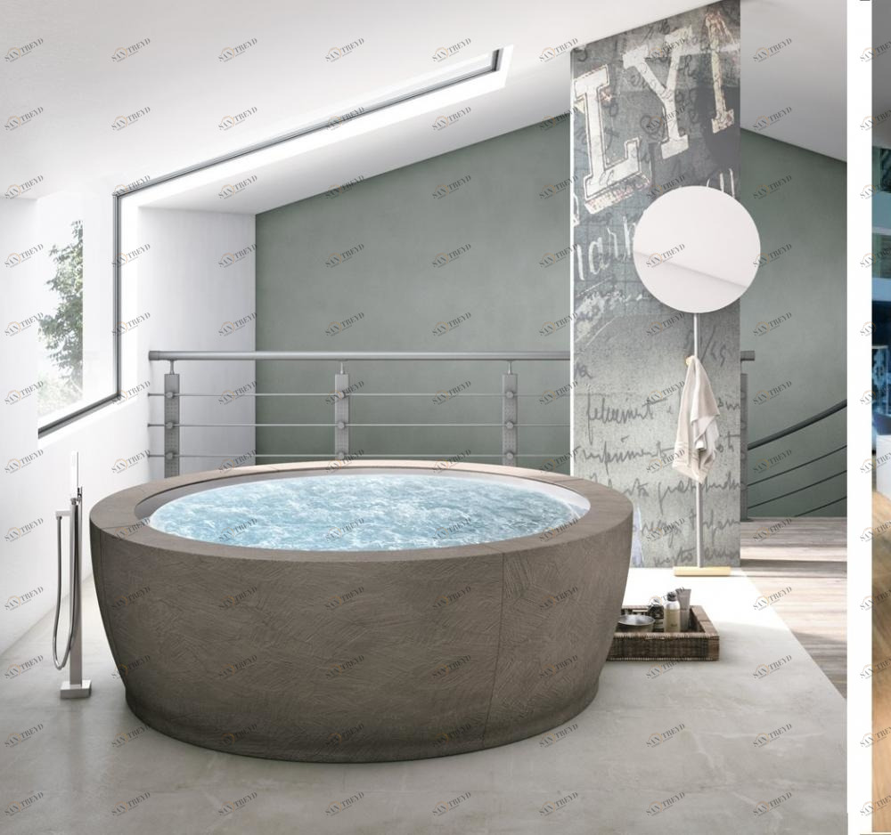 Круглая ванна напольная с панелями ECOMALTA Bolla 190 см с гидро и аэромассажем Gruppo Geromin Bolla Sfioro 2BOA2N60PAV4N0