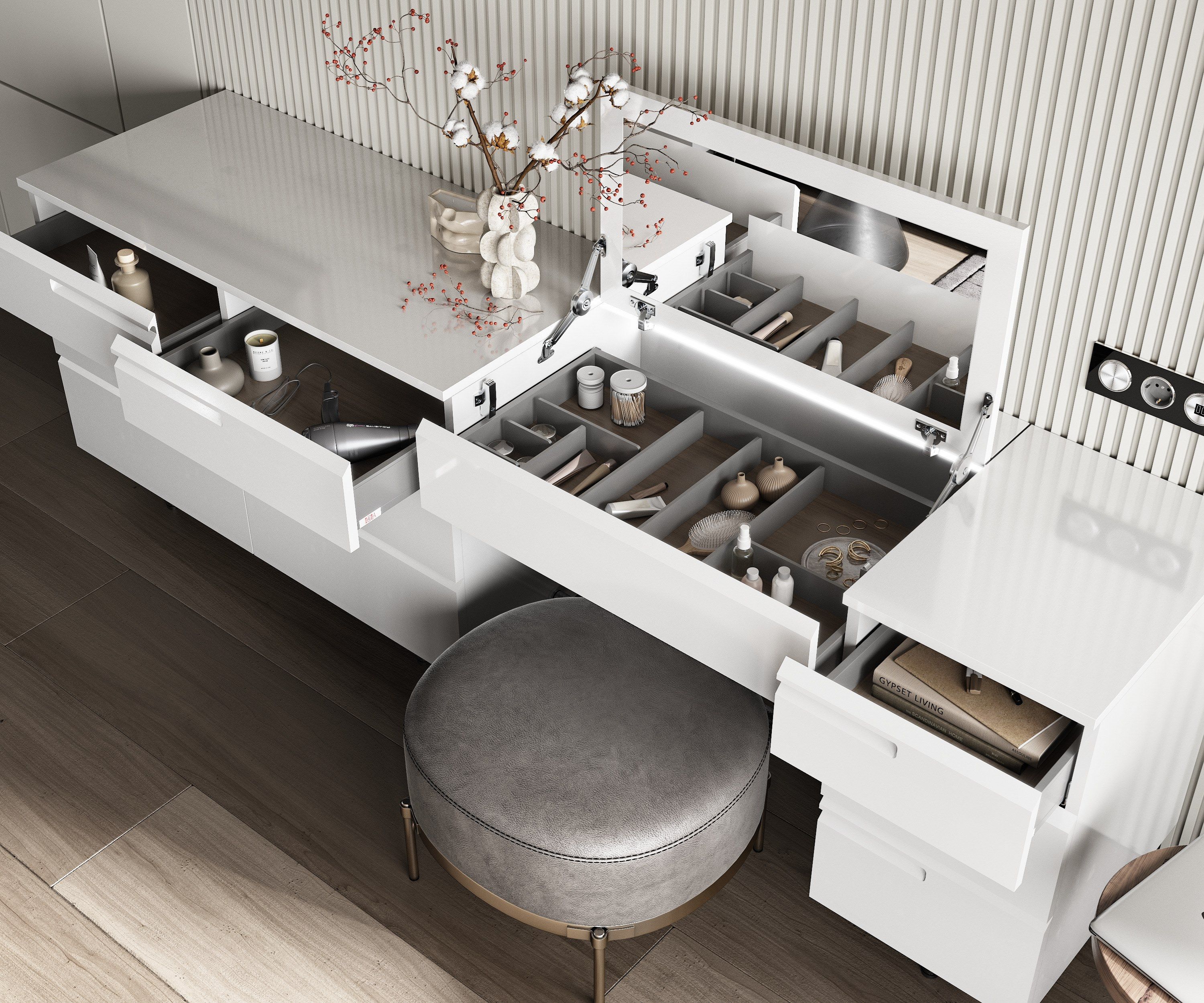 Мобильный туалетный столик в твердой поверхности MOMA Design COIFFEUSE ARCH-00097618 - Вид №1