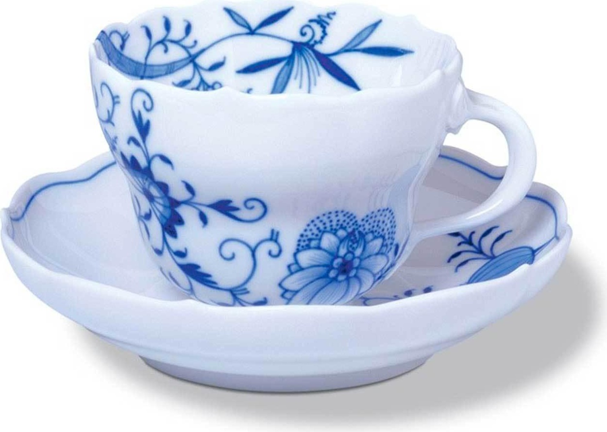 73523 Meissen Чашка кофейная с блюдцем 200мл "Луковый декор, стилизованный" Фарфор 