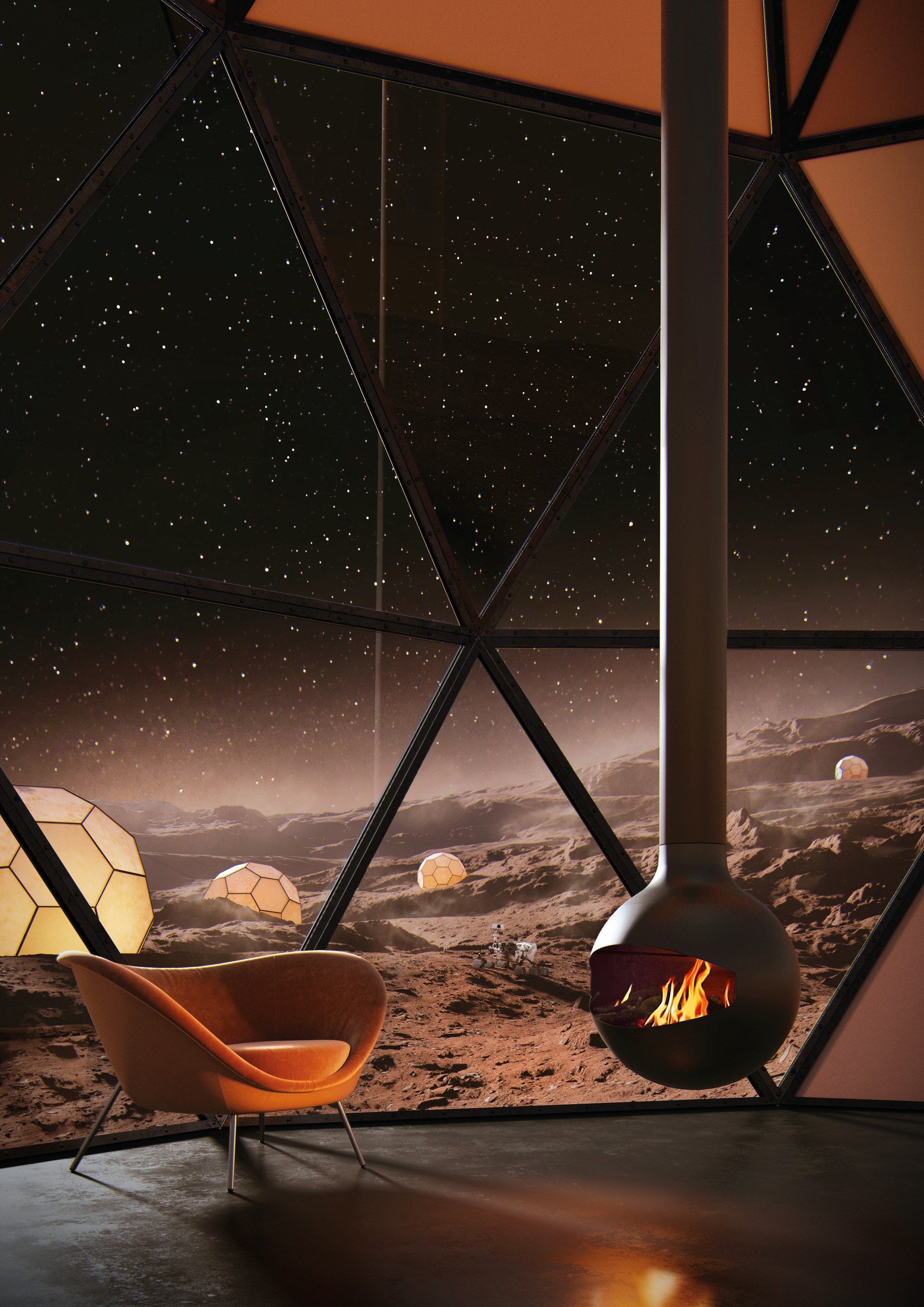 Стальной электрический подвесной камин Focus creation Bathyscafocus ARCH-00035508 - Вид №5