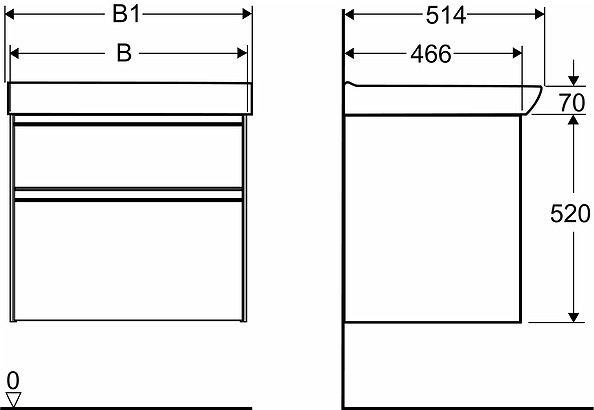 42641 Комплект мебели IFO Sense, с двумя ящиками, Ш = 600 мм, Ш1 = 622 мм, белый  - Вид №3