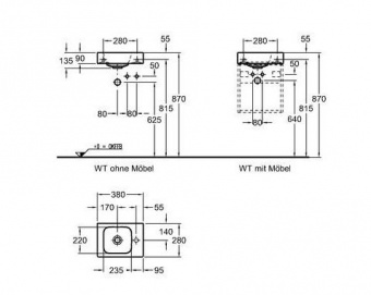 124736000 Подвесная раковина настенная прямоугольная Keramag  белая  - Вид №1