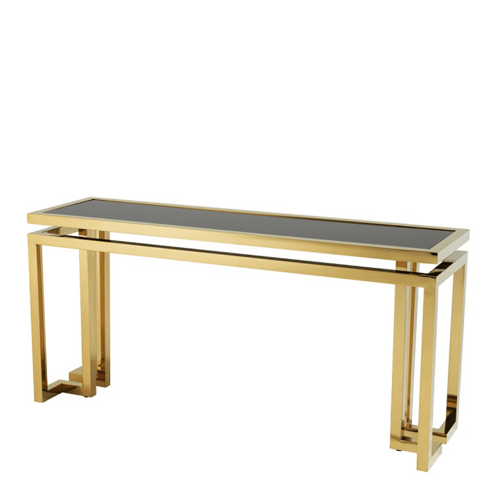 Консоль металлическая латунь с темной столешницей Palmer White EICHHOLTZ EICHHOLTZ 060997 Золото;серый  - Вид №1