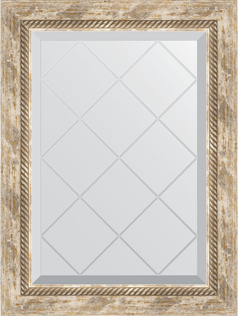 BY 4005 Зеркало с гравировкой в багетной раме - прованс с плетением 70 mm EVOFORM Exclusive-G
