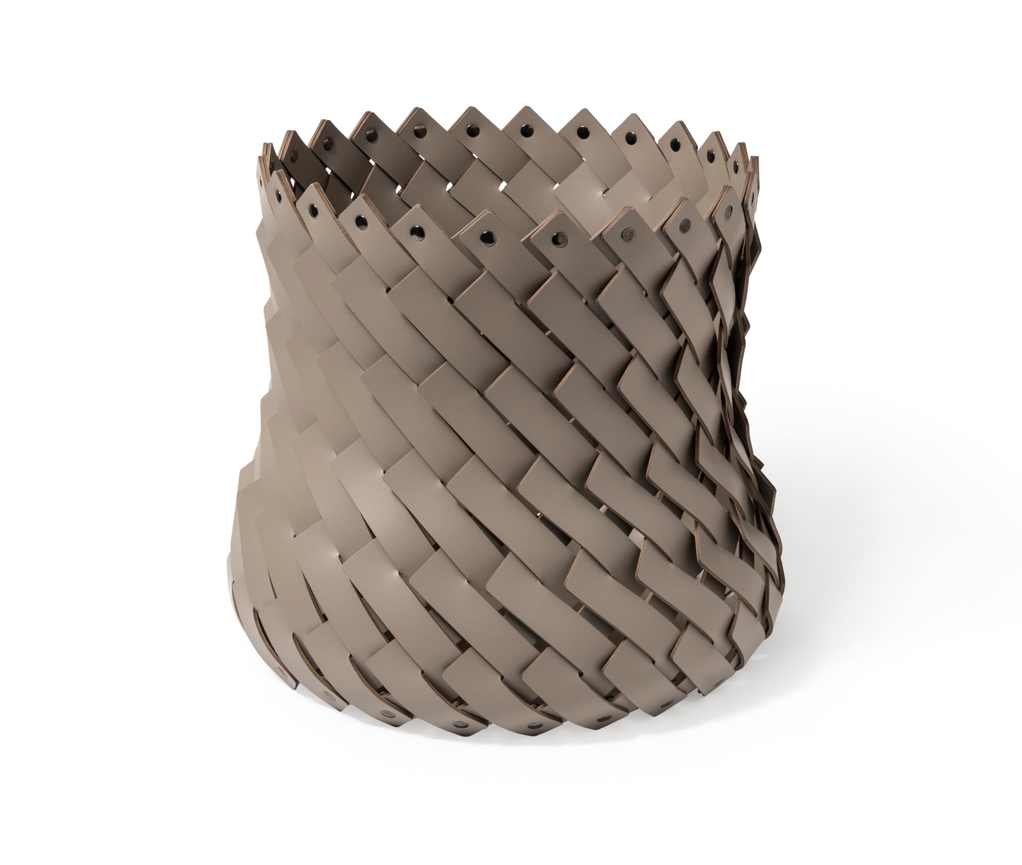 Корзина Almeria Medium - Ø 40XH42 см / регенерированная кожа_темно-серый Pinetti 00.1144.082.055