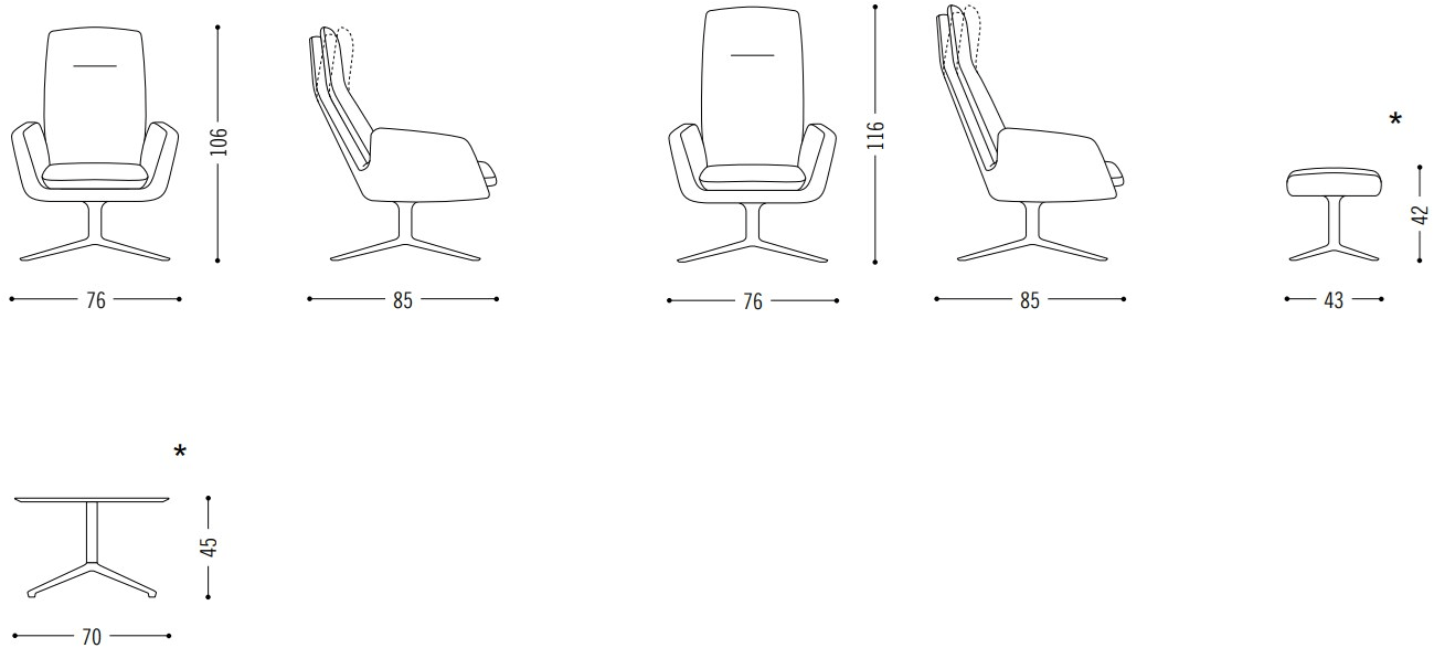 COR Кожаное кресло с 4 спицами и подлокотниками Cordia sun-id-1395585 - Вид №6