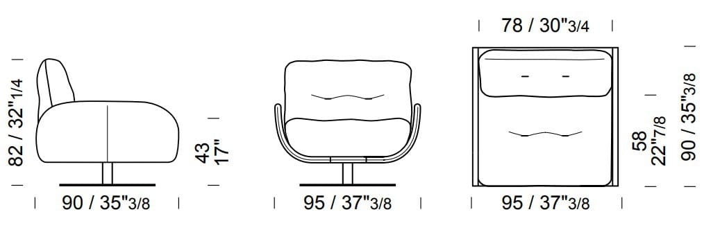 Тканевое вращающееся кресло с кожаным подлокотником Borzalino Ayton ARCH-00067096 - Вид №5