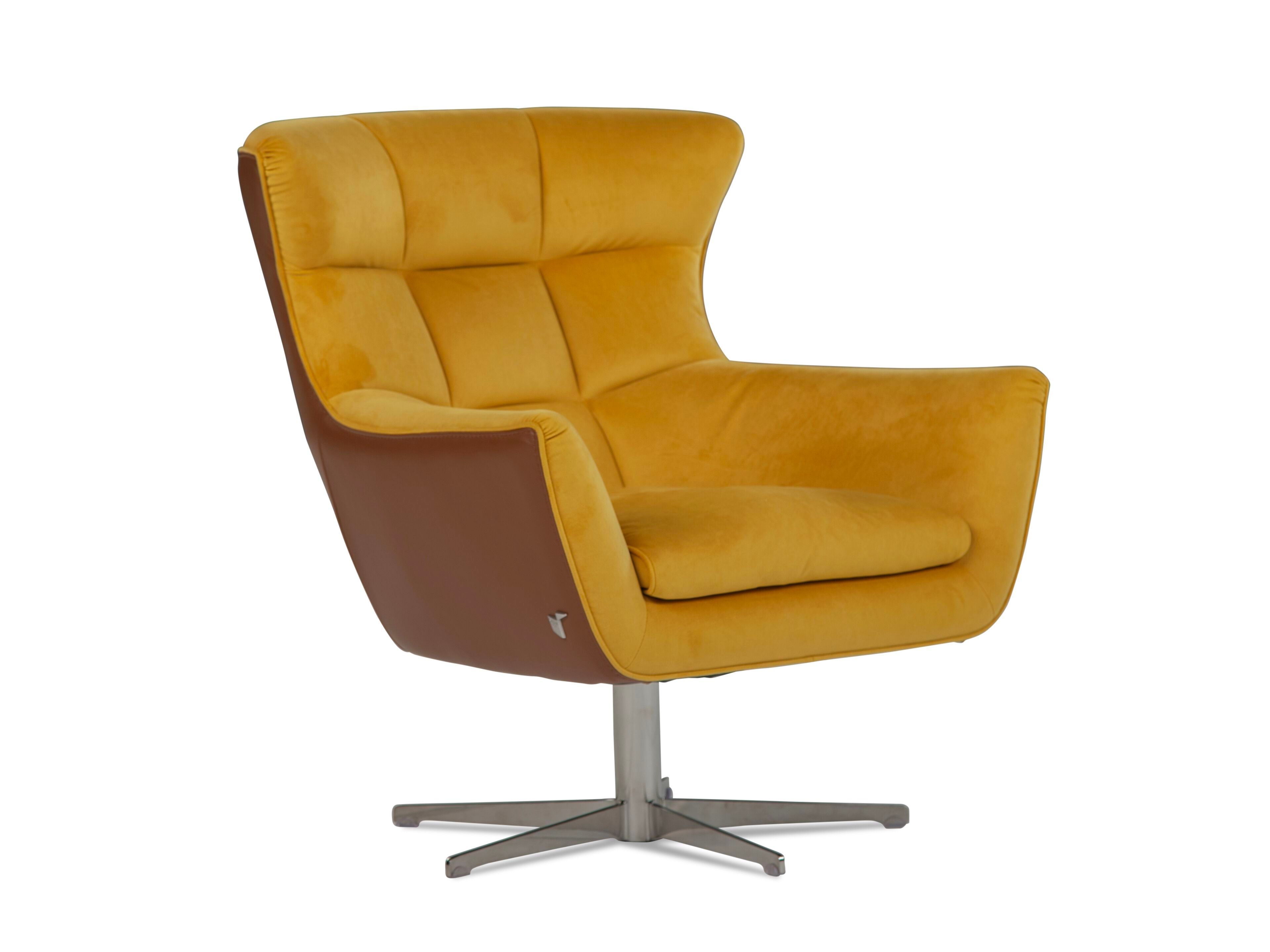 Вращающееся кресло из кожи и ткани Calia Italia Superior ARCH-00055493