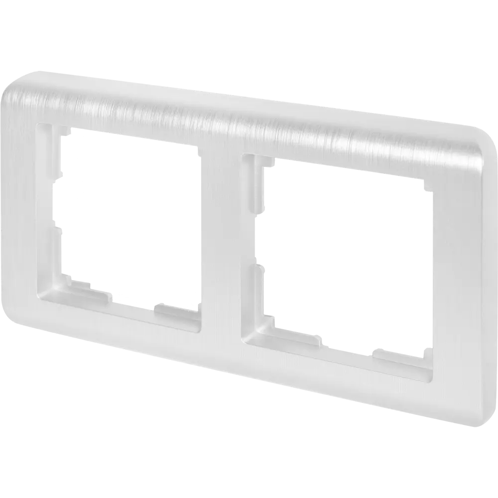 Рамка WERKEL Stream на 2 поста — серебристая рифленая для розеток и выключателей 82125384 STLM-0019713 - Вид №1