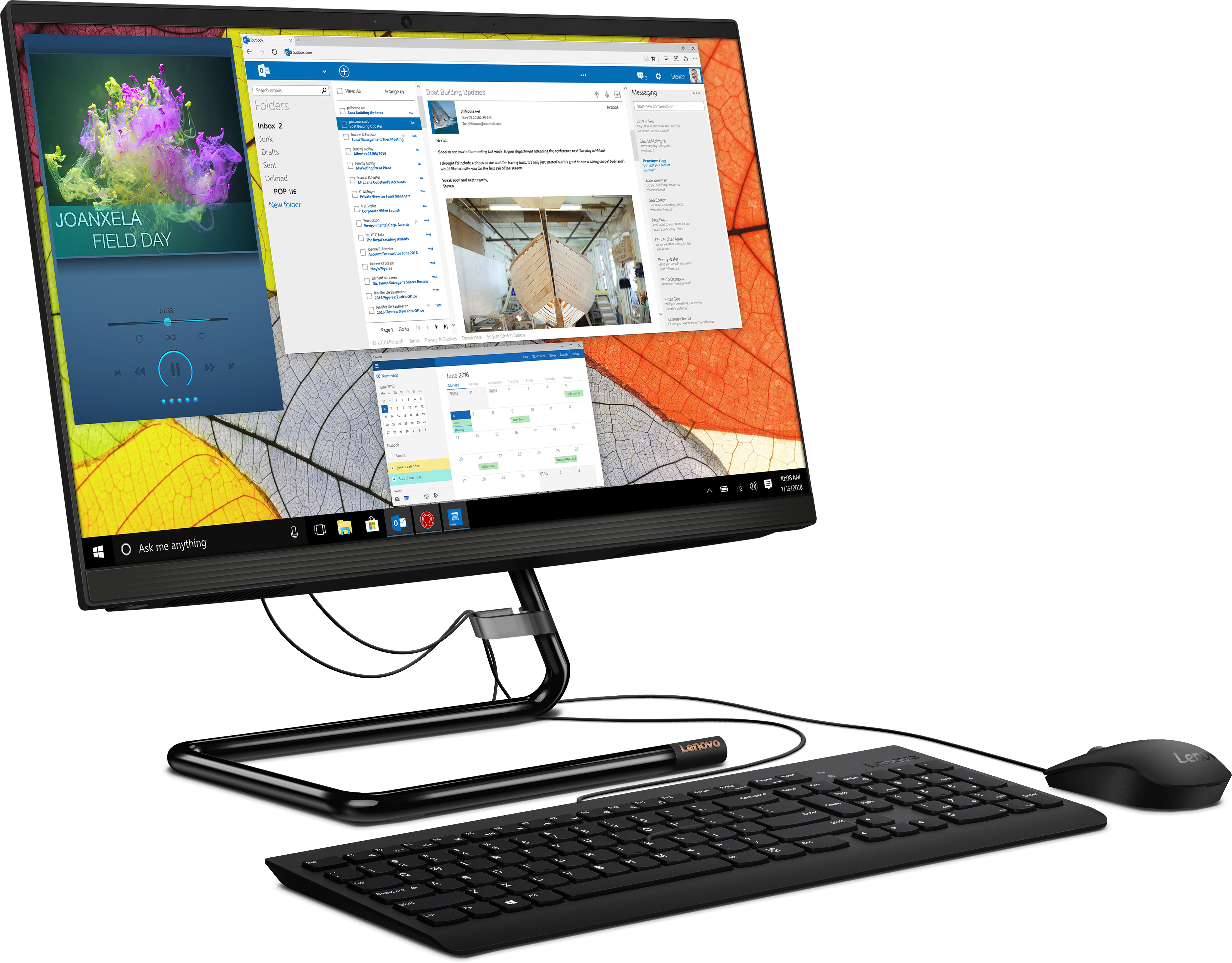 F0EX000GRK ideacentre aio 3 22ada05 21.5"(1920x1080)/amd athlon silver 3050u(2.3ghz)/4096mb/128ssdgb/dvdrw/int:amd radeon/bt/wifi/war 1y/5.28kg/black/dos + клавиатура, мышь usb Lenovo Santreyd  - Вид №2