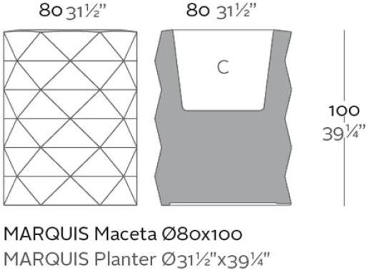 VONDOM Высокий садовый горшок с подсветкой Marquis sun-id-1507742 - Вид №10