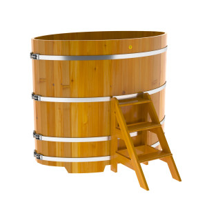 2284 Купель овальная из лиственницы Рустик 1,02х1,68х1,4 натуральная Alyarus