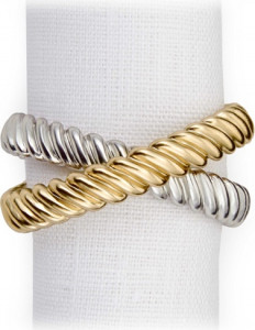 10583616 L’Objet Набор из 4 колец для салфеток 5х4см "Деко твист" (позолота, платиновое покрытие) п/к Латунь