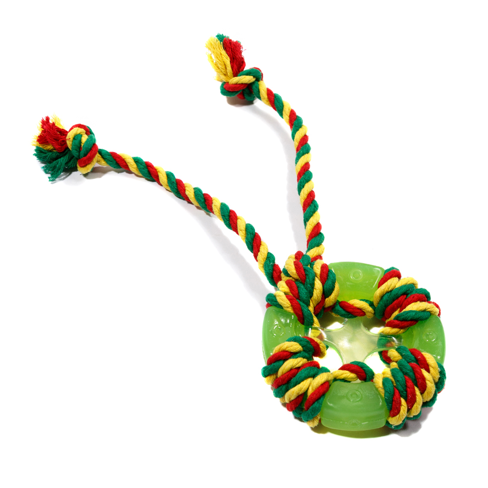 ПР0055336 Игрушка для собак Кольцо Космос с канатом (Зеленый) DOGLIKE 