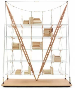 Cassina Книжный шкаф из дерева и стекла