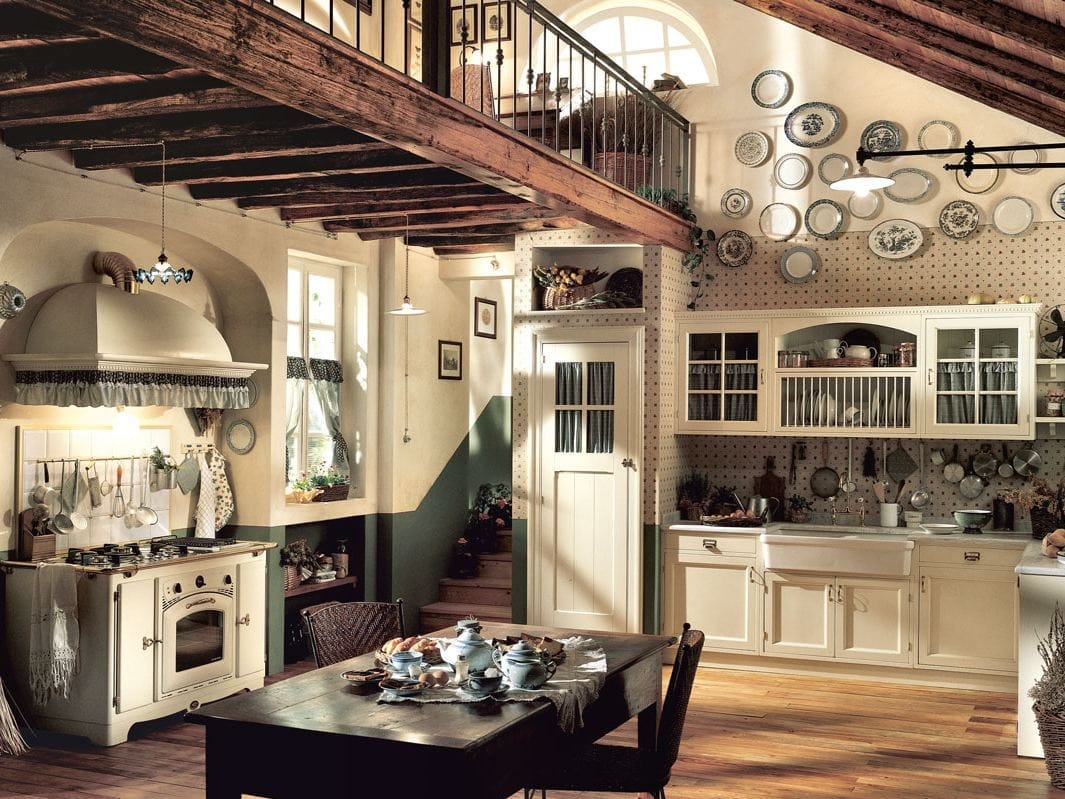 Встроенная лакированная кухня с полуостровом Marchi Cucine Country Chic ARCH-00074073 - Вид №3