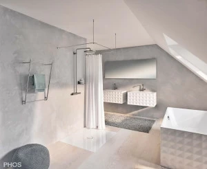 DSU900-900K45 U-образный карниз для душевой занавески, 90 x 90 x 90 см для приклеивания к стене PHOS