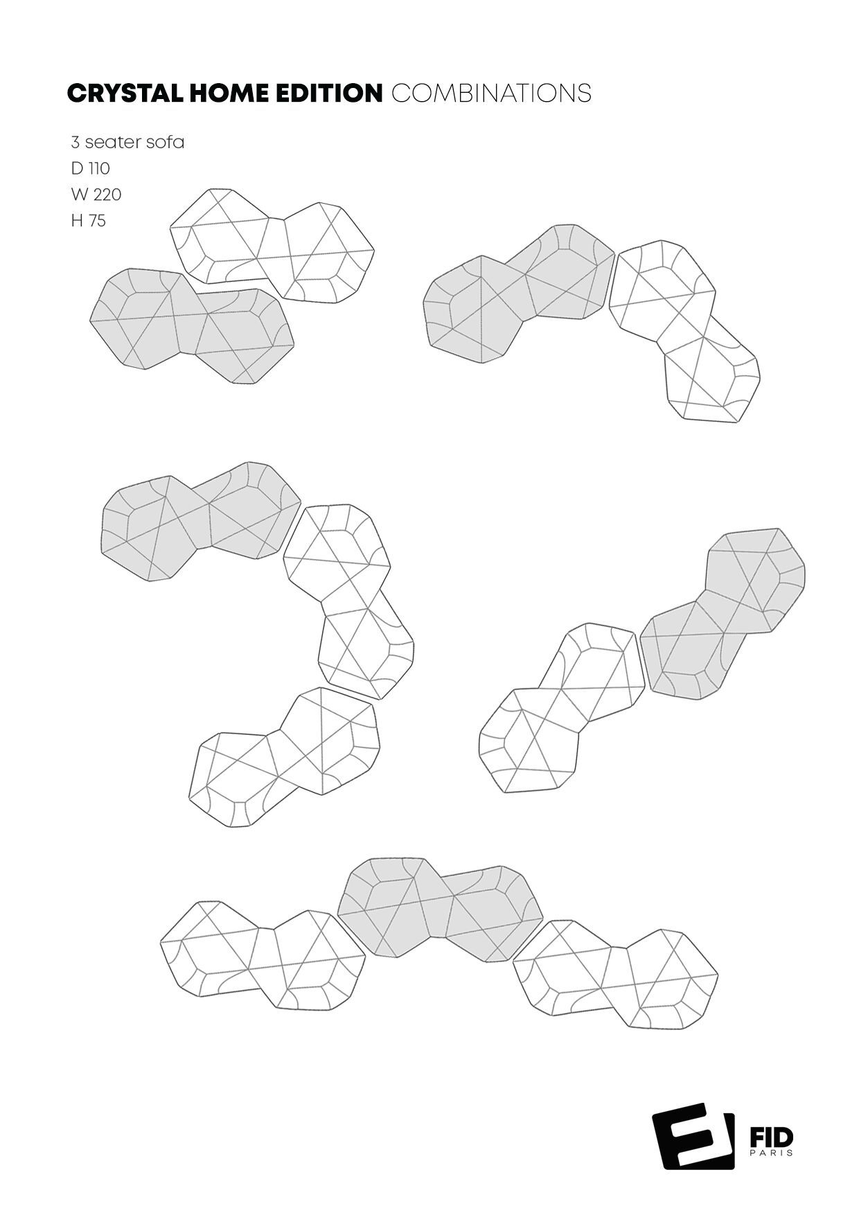 3-местный тканевый диван FID Paris Crystal ARCH-00041264 - Вид №24