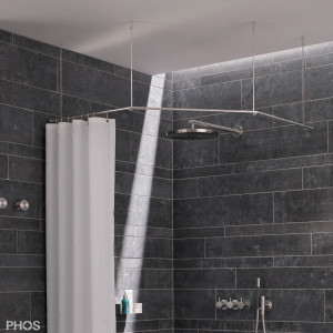 DSFE750F Пятиугольный карниз для душевой занавески, 75 x 75 см, для крепления к потолку PHOS