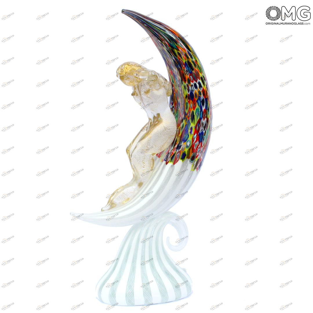 2092 ORIGINALMURANOGLASS Скульптура "Венера на луне" - муранское стекло и муррины 16 см 