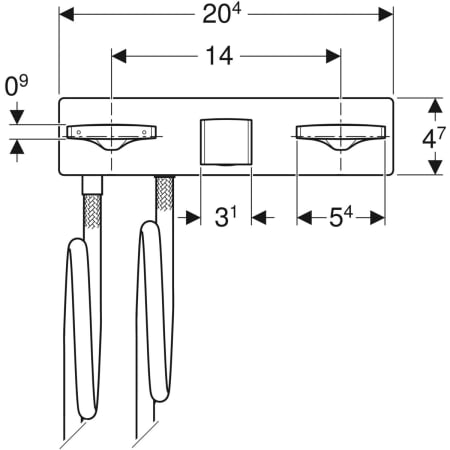 116.465.21.1 Смеситель для раковины Geberit ONE прямоугольного исполнения, настенный монтаж, смеситель двухручковый, для функционального блока скрытого монтажа Geberit  - Вид №2