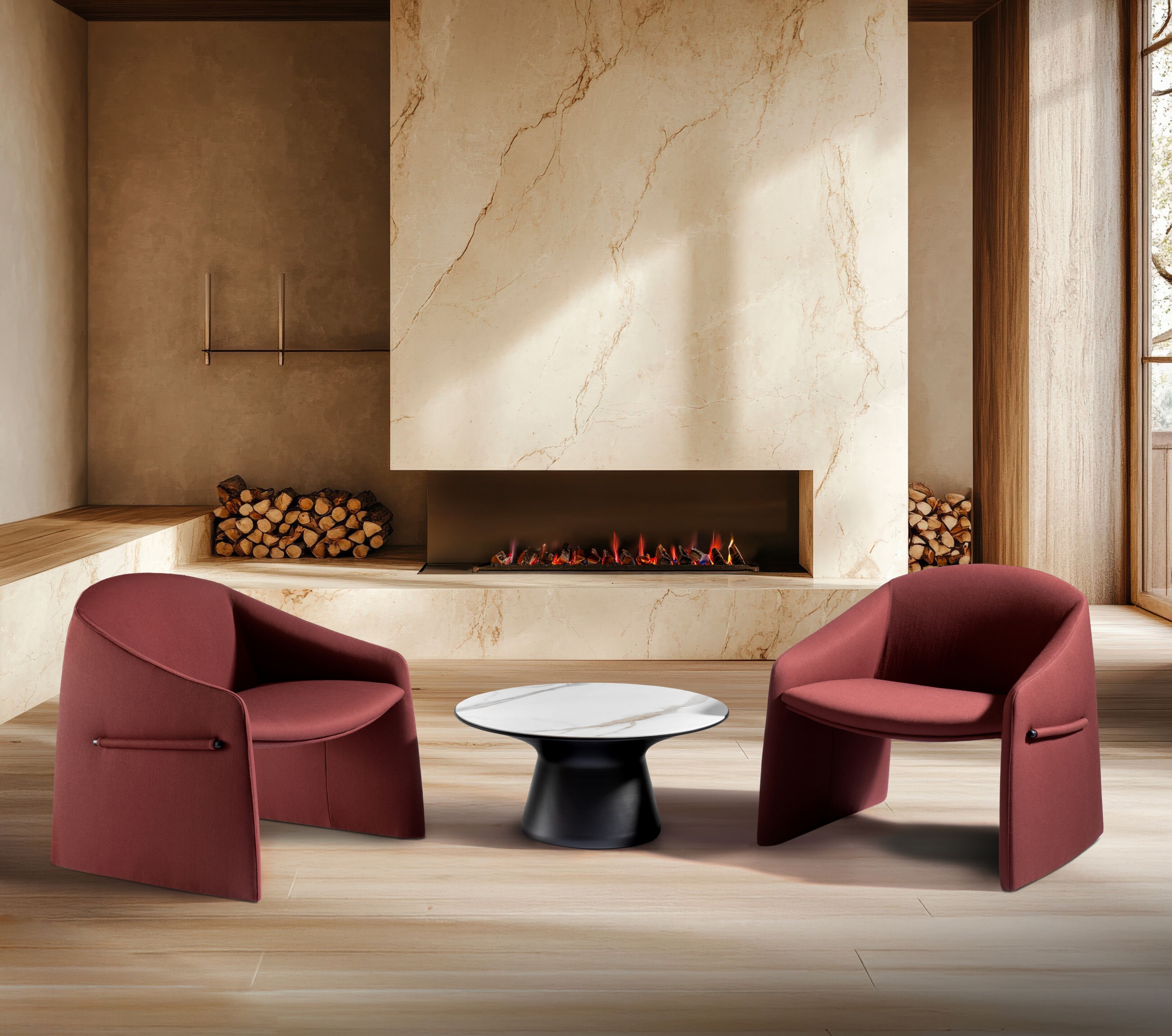 Круглый металлический журнальный столик с керамической столешницей GABER ZHOR ARCH-00037693 - Вид №2