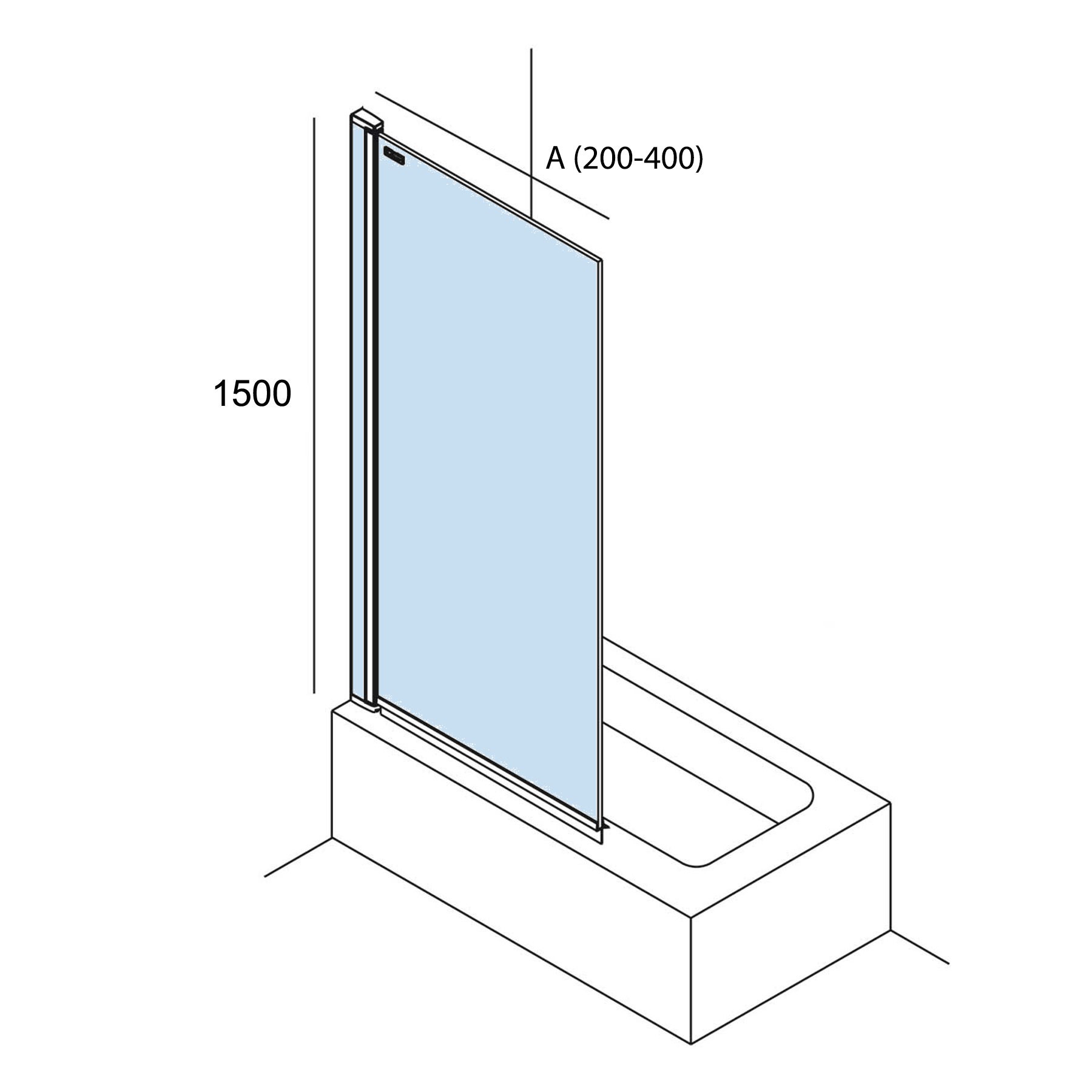 26889 SALGAR Душевая перегородка HEAVEN BATH Walk в ванну с антиизвестковыми пластинами Deco 5to 400x 1500 мм  - Вид №1