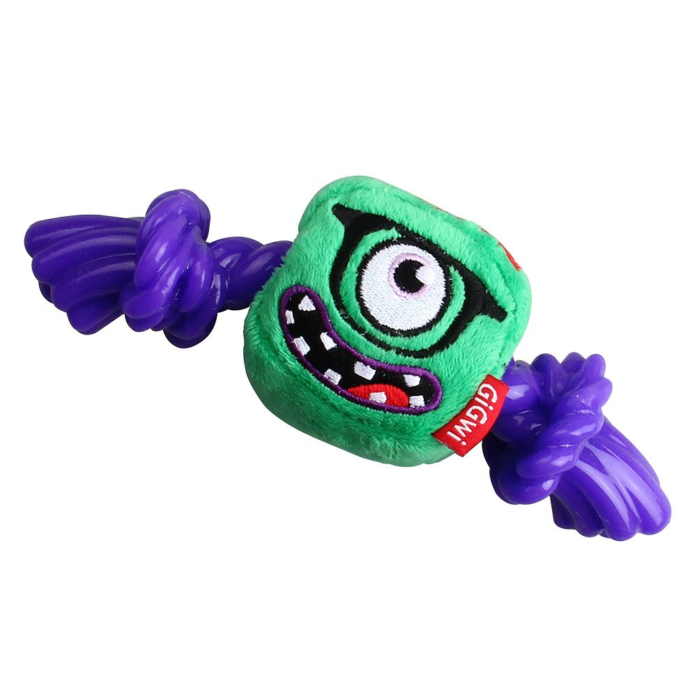 ПР0059003 Игрушка для собак Monster Rope Монстр с пищалкой и резиновой веревкой 23см GIGWI 