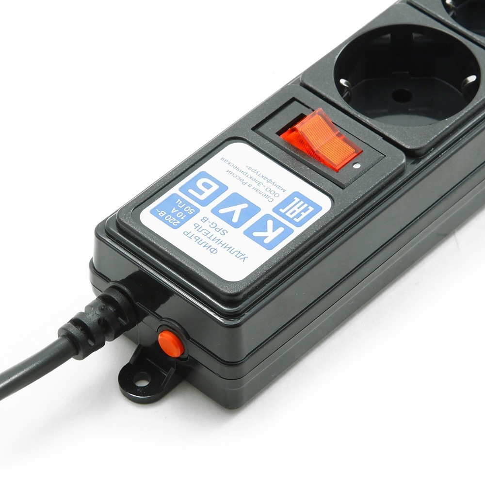 SPG-B-10-BLACK Surge protector power cube b 3.0 m 5 outlets (black) 10a / 2.2kw Электрическая мануфактура Santreyd  - Вид №1