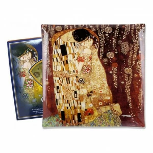 Тарелка стеклянная квадратная красная с желтым "Поцелуй" (Г.Климт) CARMANI Г.КЛИМТ 00-3946727 Желтый;красный