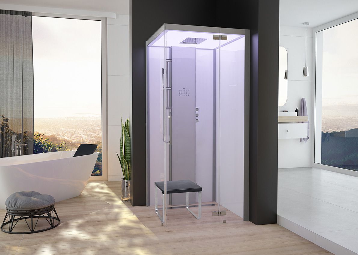 Угловая квадратная душевая кабина с турецкой баней HOESCH SensePerience ARCH-00123219