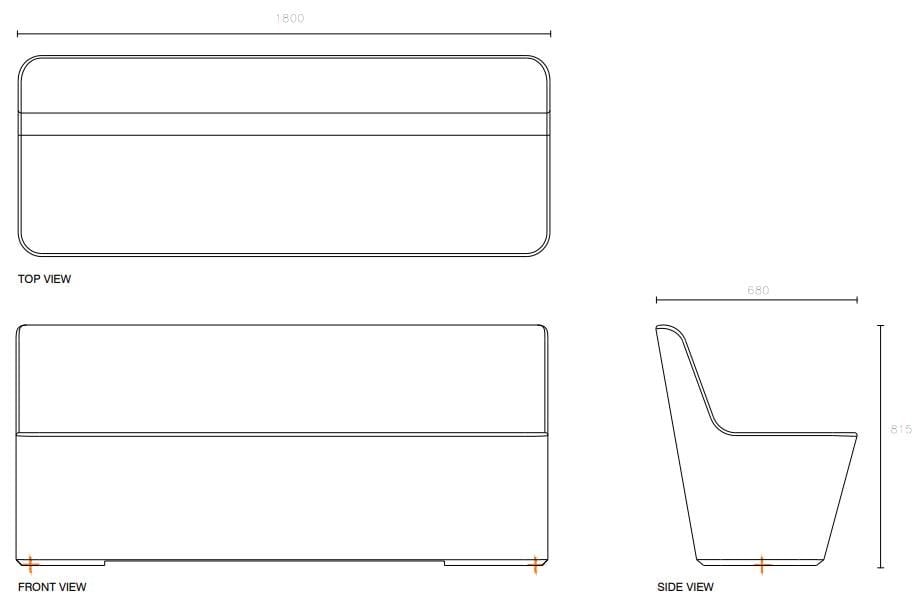 Бетонная скамья со спинкой SIT Smooth ARCH-00071362 - Вид №6