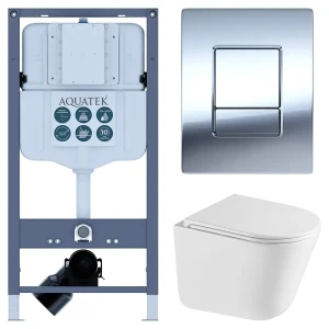 Комплект инсталляции Aquatek Pneumo N 49 с безободковым унитазом Iddis Lahta клавиша Aquatek Pnn-0000002 серая