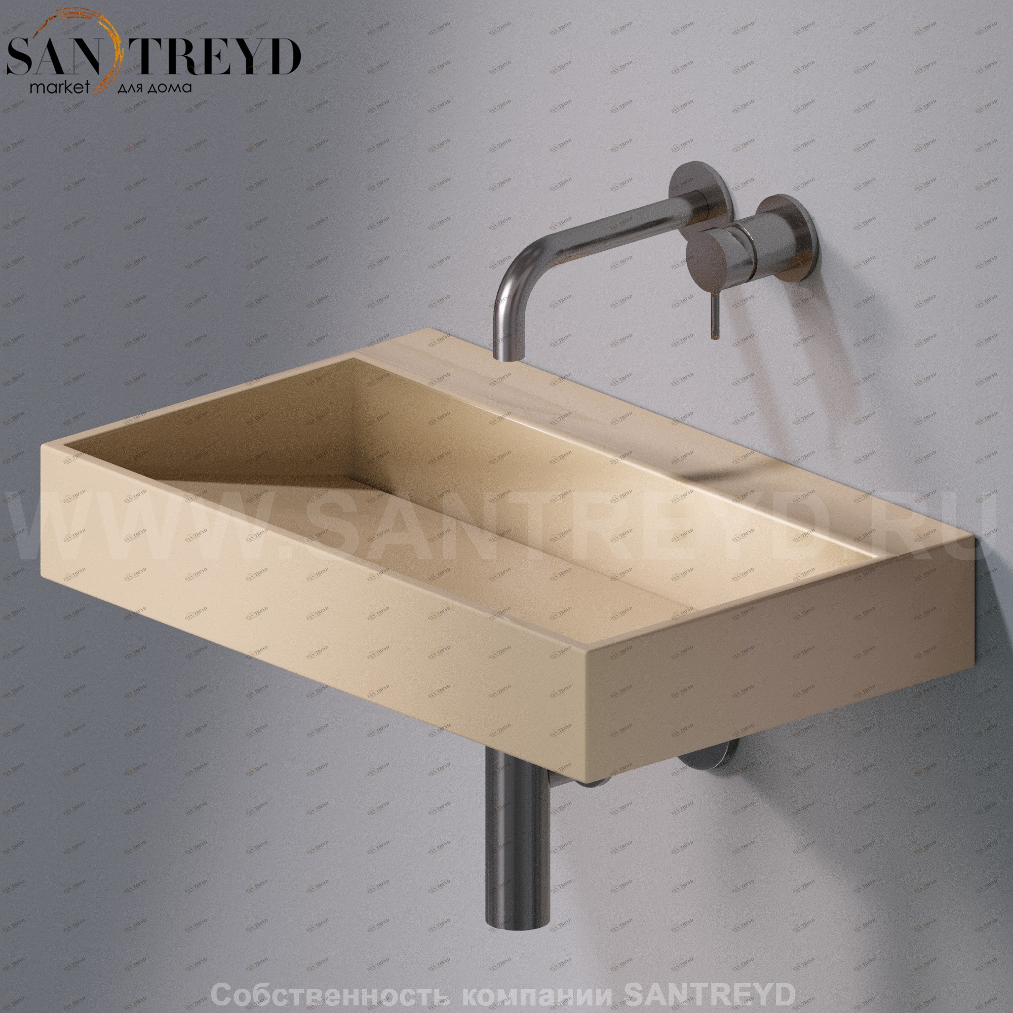 L010T1RPV4.110 Подвесная раковина настенная прямоугольная A. e T. Italia P35 бежевая AeT ITALIA