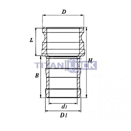 Камлок алюминиевый тип E серия "EcoLine", ниппель с хвостовиком 3/4", TL75EAL-EL TITAN LOCK  - Вид №1