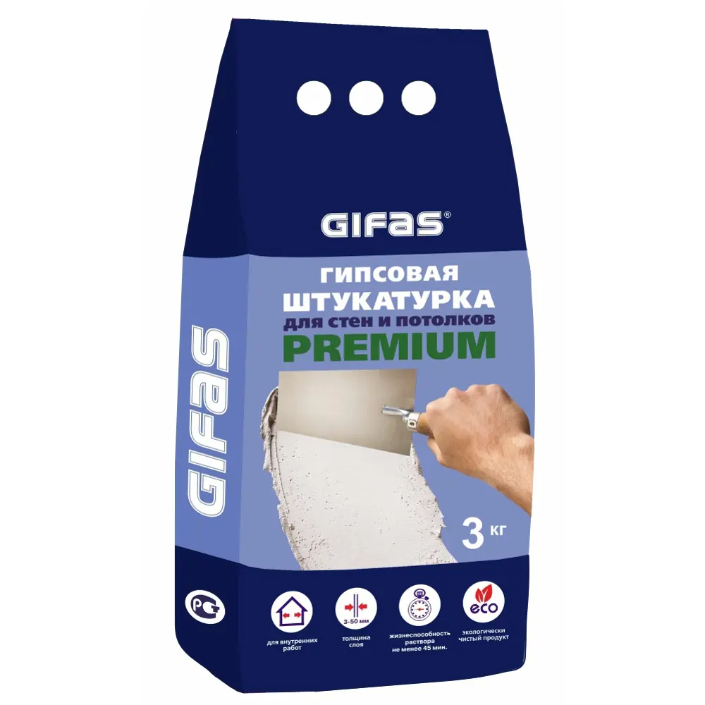 Штукатурка гипсовая Gifas Premium 3 кг STLM-2106841